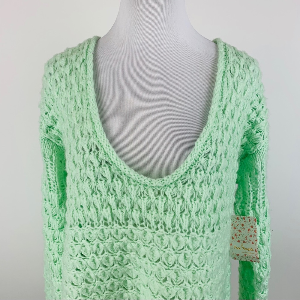Free People Sea Mist Crashing Waves Sweater Sz XS - Picture 4 of 8